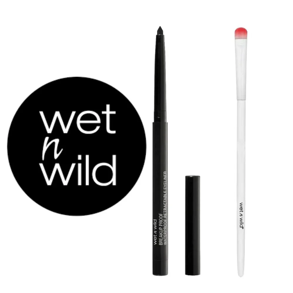 NWT WET N WILD Breakup Proof Waterproof Gel Eyeliner & Smoky Liner Brush Bundle
